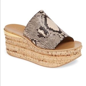 NIB CHLOE Camille Python Platform Cork Sandals